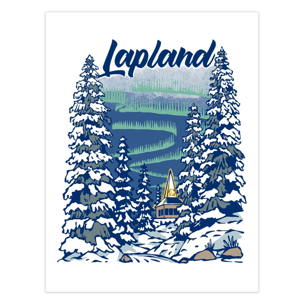 Lapland Vintage Poster Folded Card (Blank Inside)