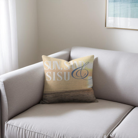 Sun, Sand, & Sisu Woven Throw Pillow