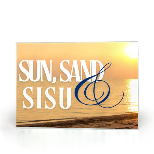 Sun, Sand, & Sisu Glass Cutting Board